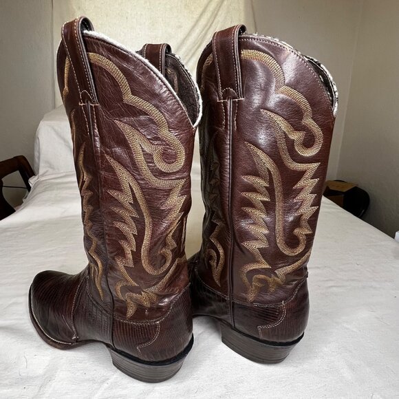 JUSTIN Brown Lizard Skin Leather Cowboy Boots Mens Size 10.5 D Style 8308 - Picture 5 of 16